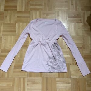 Hollister Light Pink Babydoll Long Sleeve V-Neck Top